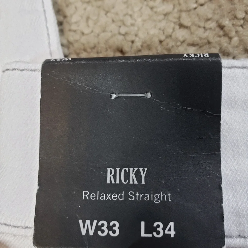 True Religion Ricky Relaxed Straight Leg Jeans Optic White Mens W33 L34 NWT‎